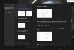 Best dark mode UI notes app - Bear app dark mode
